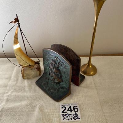 Bronze Nautical Ship Motif Bookends and more