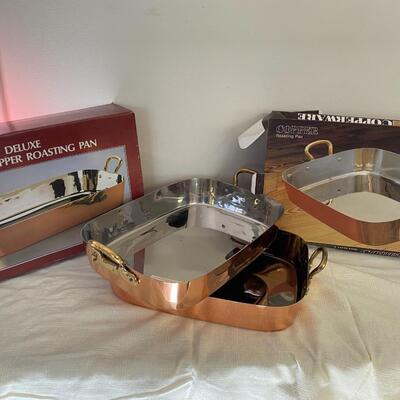 Two Copper Roasting Pans