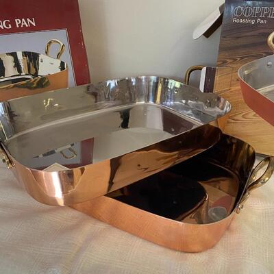 Two Copper Roasting Pans