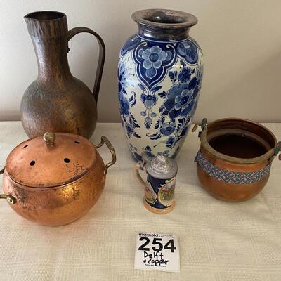 Vintage Delft Vase and Copper items