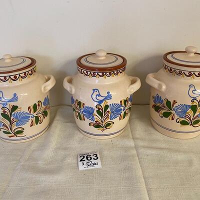 Four Ceramic Hungarian Canisters