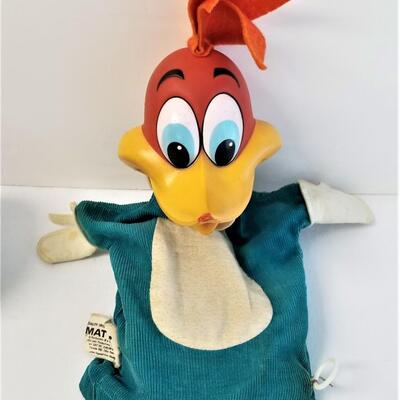 Lot #87  Vintage Woody Woodpecker Puppet & Ohio Art Globe Bank