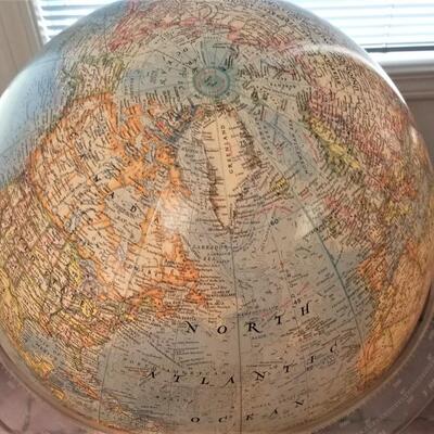 Lot #88  Awesome National Geographic Light up Globe on stand - 1968