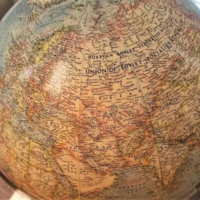 Lot #88  Awesome National Geographic Light up Globe on stand - 1968