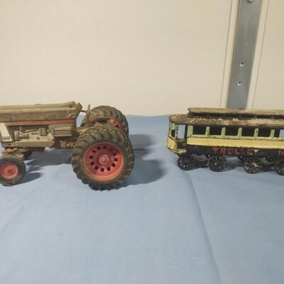 Cast Iron Tractor & Trolley