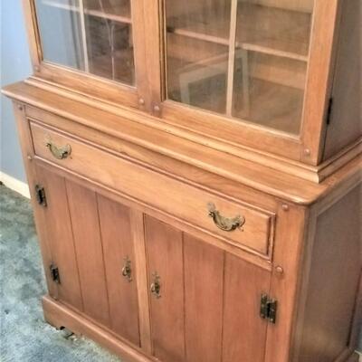 Lot #91   Vintage Oak China Cabinet