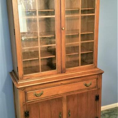 Lot #91   Vintage Oak China Cabinet