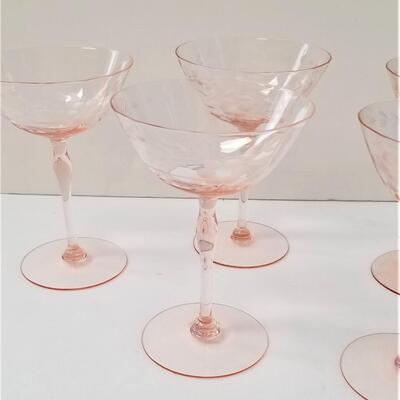 Lot #97  Group of 5 Vintage Pink Crystal Goblets/Champagne glasses