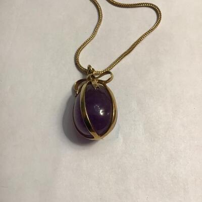 750 18KT Yellow Gold Necklace 14Kt Amethyst Stone Pendant