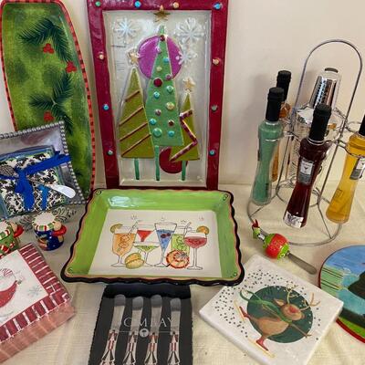 Christmas Holiday Serving Items and Barware