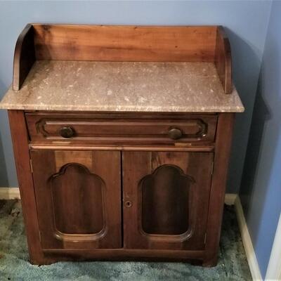 Lot #103   Antique Wash Stand with Marble Top - Project PIece