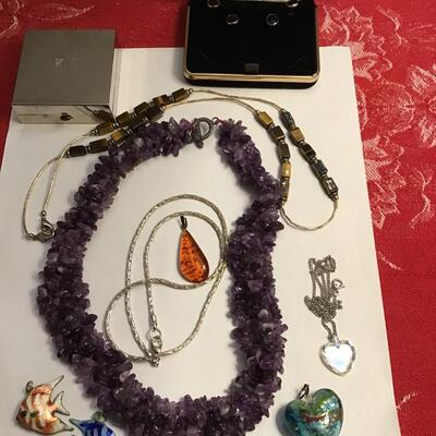 Lot Misc Jewelry Lot Necklaces Pendants Studs Pill Box