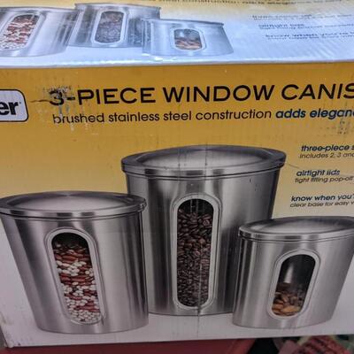#22 Brand New Window metal canisters, three
