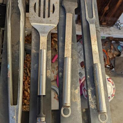 #34 Charcoal Barbeque grill with utensils