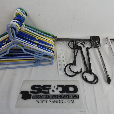 About 50 Plastic Hangers, Tie Hangers, Closet Hook Installation