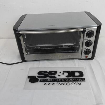 Hamilton Beach Toaster Oven, Turns On, Good Condition, Black & Silver Colors