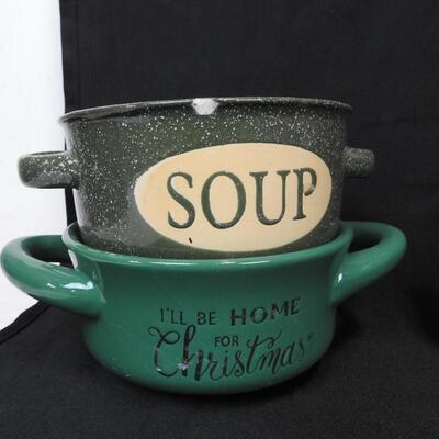 Wooden Duck. Soup Bowls and Mugs, Vase, Lamp, Fish, Teapot, and Other DÃ©cor