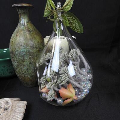 Wooden Duck. Soup Bowls and Mugs, Vase, Lamp, Fish, Teapot, and Other DÃ©cor