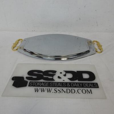 Kromex Oval Tray, Gold Colored Handles