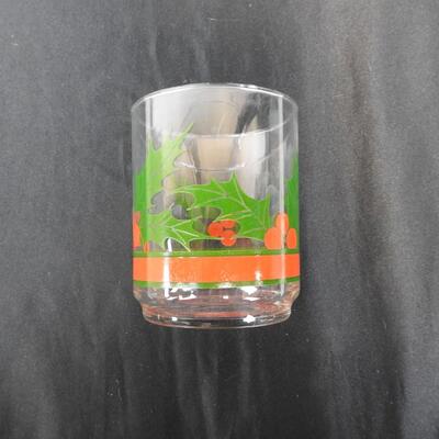 12 Piece Glassware Set: Holiday themed Glasses with Mistletoe Design
