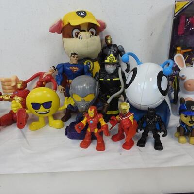 35+ Toy Lot: Transformers Bumblebee, Superhero Action figures, Paw Patrol, etc