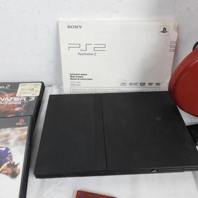 Playstation 2 With 6 Games, DDR Pad, Guitar Hero Guitar, Untested, No Cables