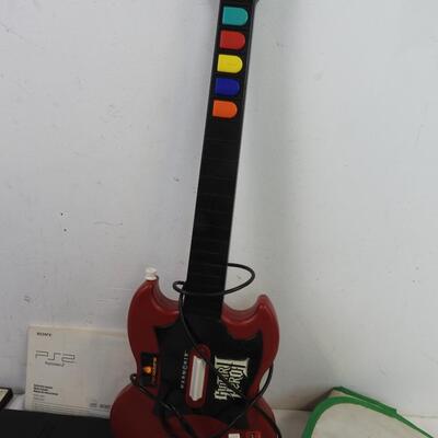 Playstation 2 With 6 Games, DDR Pad, Guitar Hero Guitar, Untested, No Cables