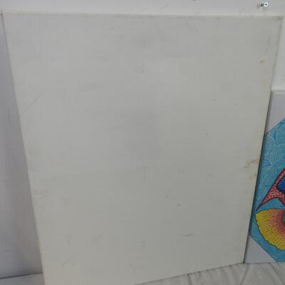 5 pc Canvas Artwork, 1 Blank Canvas, 18" Square Fish