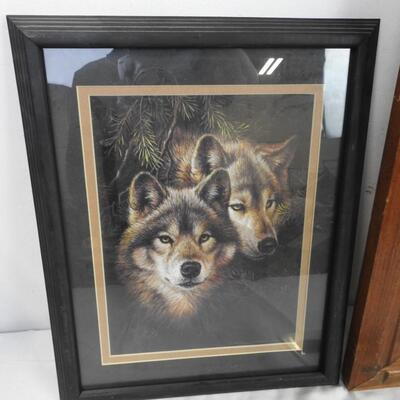 Two Framed Art Prints, Dear and Wolves