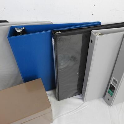 9 pc Office, Folders, Metal Organizing Box