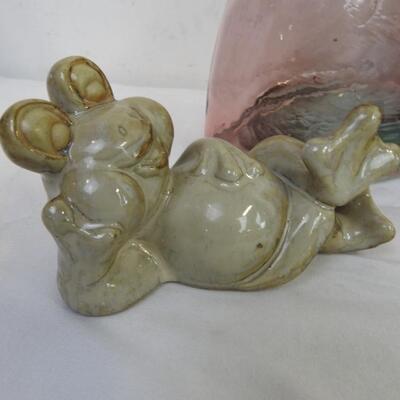 14 pc Small Planters, Porcelain Planters, Metal Turtle Bell, Ceramic Frog