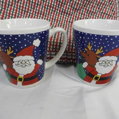 17 pc Holiday: Mugs, Ceramic, Santa Mugs, Snowman Ceramic Jar