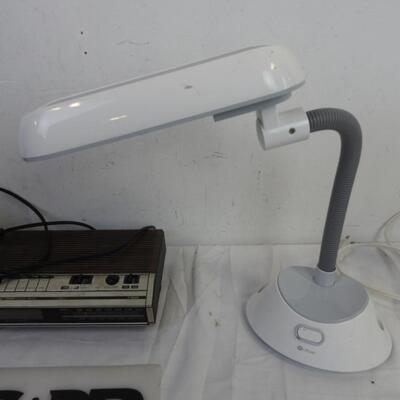 4 pc Electronics, Ott Lite Lamp, 2 Small Heaters, Alarm Clock