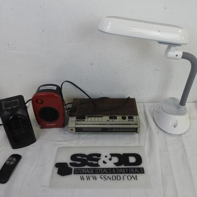 4 pc Electronics, Ott Lite Lamp, 2 Small Heaters, Alarm Clock