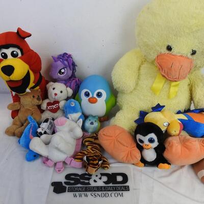 16 pc Stuffed Animals, Duck, Red Dog, Bears