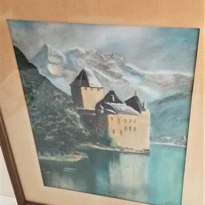 Lot #110  Original Pastel - framed - The Castle of Chillon