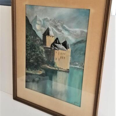 Lot #110  Original Pastel - framed - The Castle of Chillon