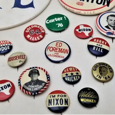 Lot #115  Lot of 24 Vintage Political Buttons - Eisenhower, Nixon, Carter, more