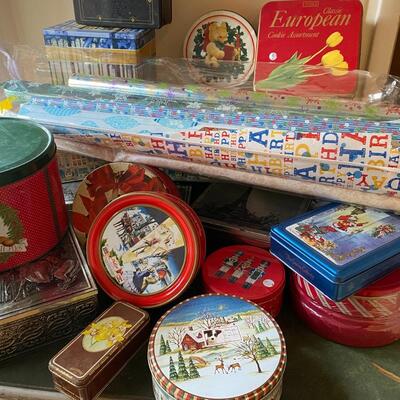 Vintage Christmas Tins and Wrapping Paper