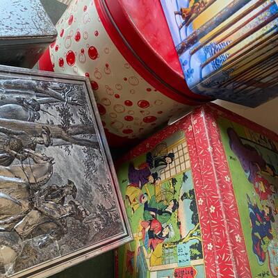 Vintage Christmas Tins and Wrapping Paper