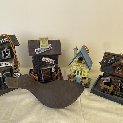 Decorative Bird Houses and Ceramic Duck
