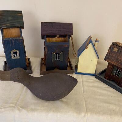 Decorative Bird Houses and Ceramic Duck