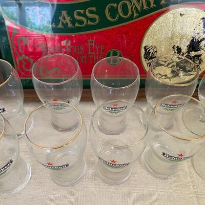 Heineken Beer Glasses and Bar Tray