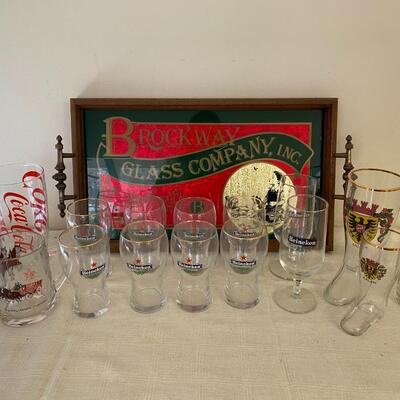 Heineken Beer Glasses and Bar Tray