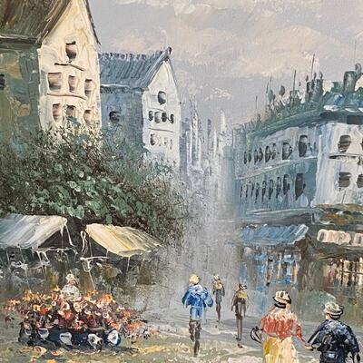 Impressionist Oil on Canvas of Parisian Street Signed Burnett