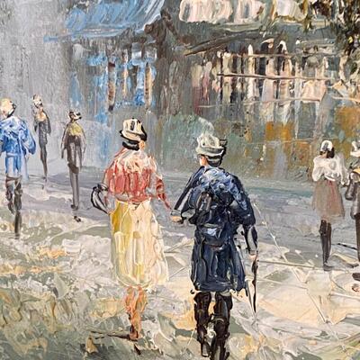 Impressionist Oil on Canvas of Parisian Street Signed Burnett