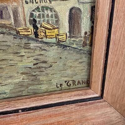 Pair of Mid Century Oil Paintings of European Street Scenes Signed LEGRAND