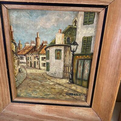 Pair of Mid Century Oil Paintings of European Street Scenes Signed LEGRAND