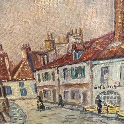 Pair of Mid Century Oil Paintings of European Street Scenes Signed LEGRAND