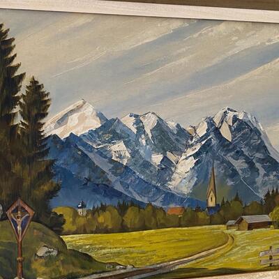 Oil on Canvas of Mountains Signed H Andress